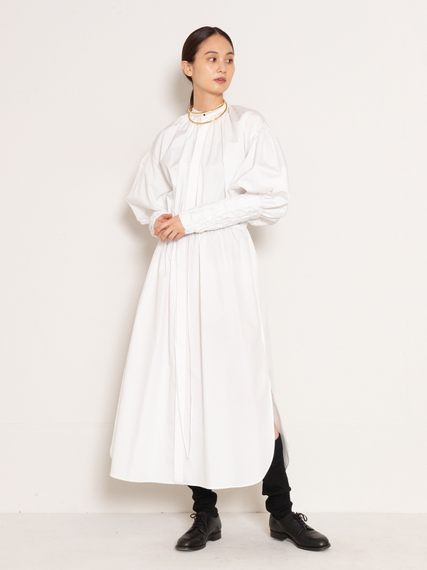 2022発売 HYKE T/C BALLOON SLEEVE DRESS シャツワンピ