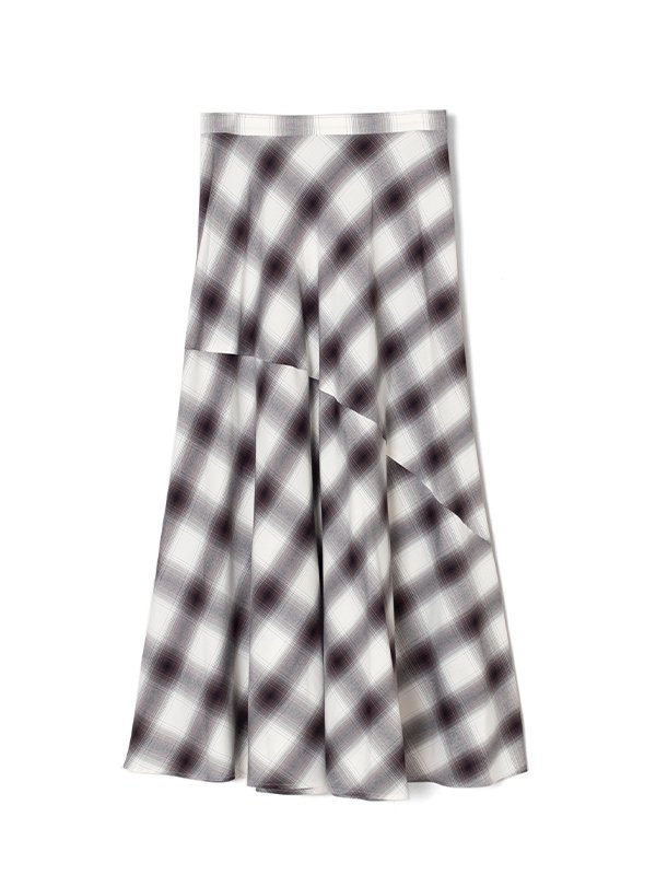 pheeny Rayon onbre check bias skirt-