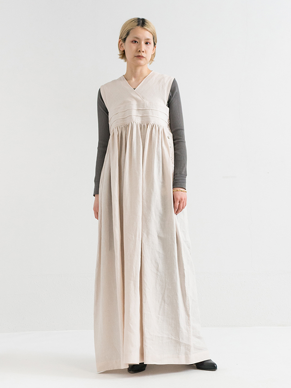 hyke LINEN MAXI DRESS リネンワンピ-