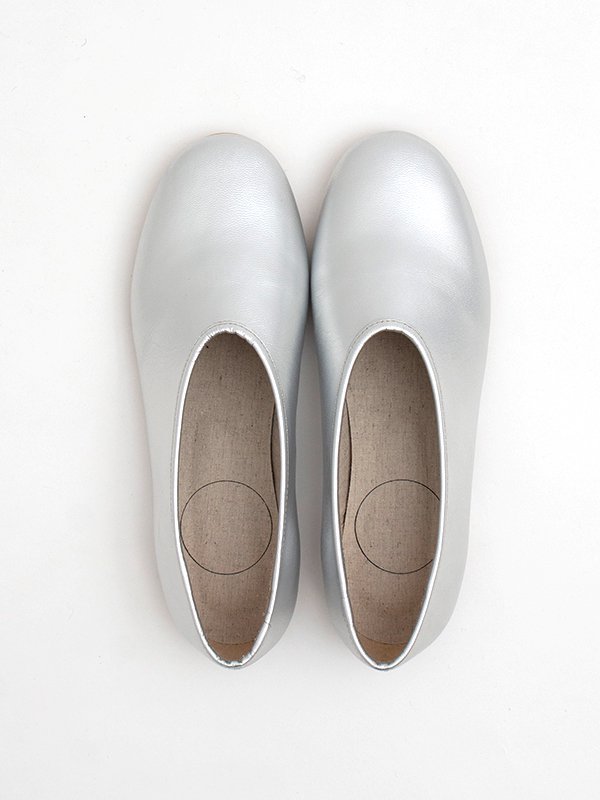 Silver leather folk shoes-シルバーレザーフォークシューズ-COSMIC ...