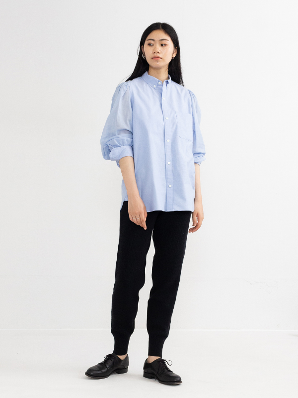 UNISEX S/M HYKE OXFORD VOILE B.D. SHIRT ブルー サイズ1