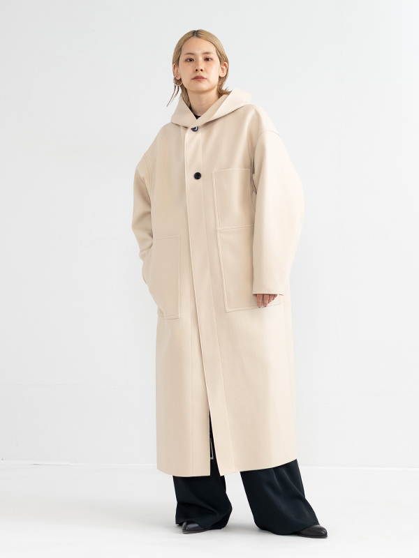 HYKE ハイク MELTON HOODED COAT-