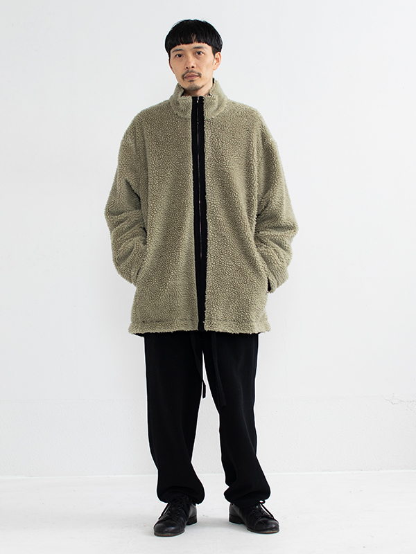 刺繍サービス バッティング手袋 stein Wool Boa Zip Long Jacket sizeM