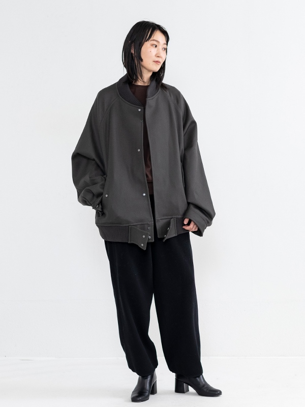 OVERSIZED MELTON STUDIUM JACKET - BLACKstein - スタジャン