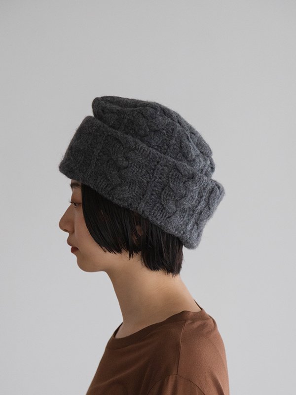 Cable knit garrison cap-ケーブルニットギャリソンキャップ-KIJIMA