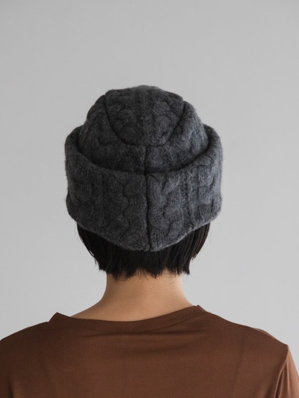 Cable knit garrison cap-ケーブルニットギャリソンキャップ-KIJIMA