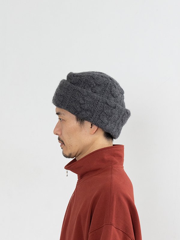 Cable knit garrison cap-ケーブルニットギャリソンキャップ-KIJIMA