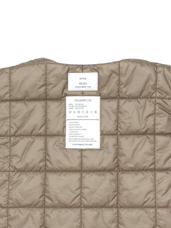 HYKE QUILTED CROPPED VEST オリーブ ベスト | endageism.com