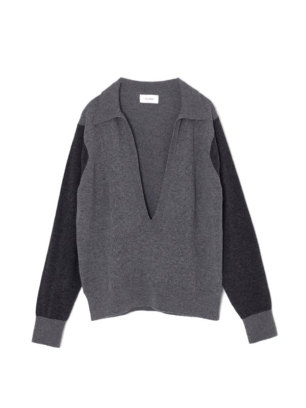 V neck l/s knit-ブイネックロングスリーブニット-Ernie Palo