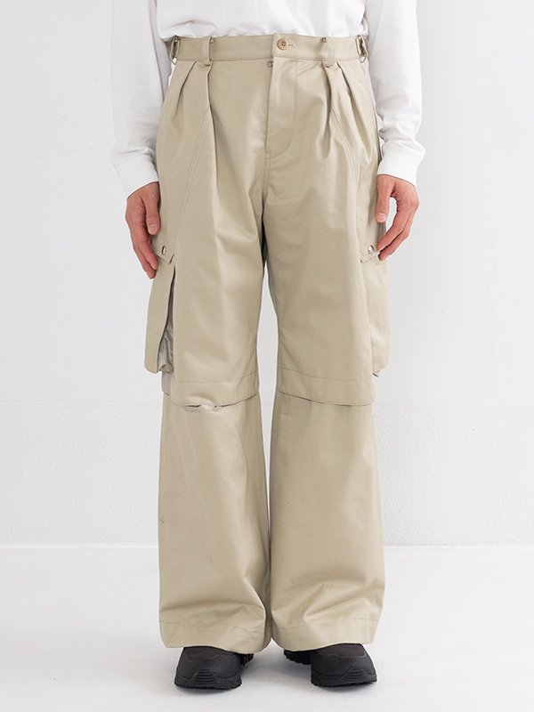 tamme 22aw KNEE TUCK WIDE CARGO PANTS - ワークパンツ/カーゴパンツ