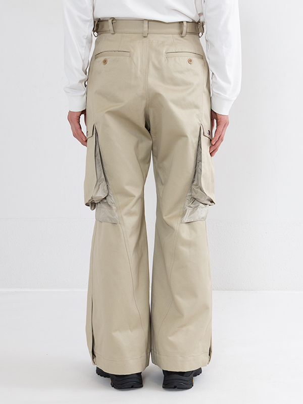 TAMME KNEE TUCK WIDE CARGO PANTS KHAKI-