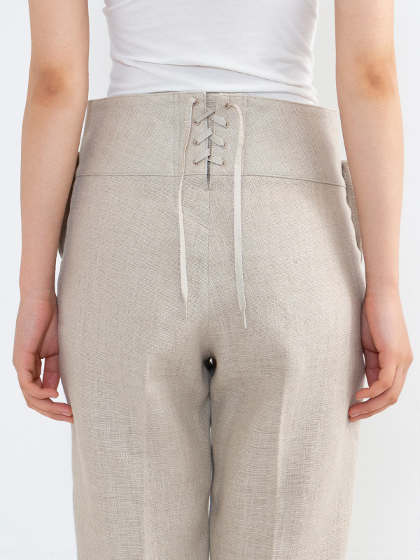 LINEN MARINE CROPPED PANTS-リネンマリンクロップドパンツ-HYKE