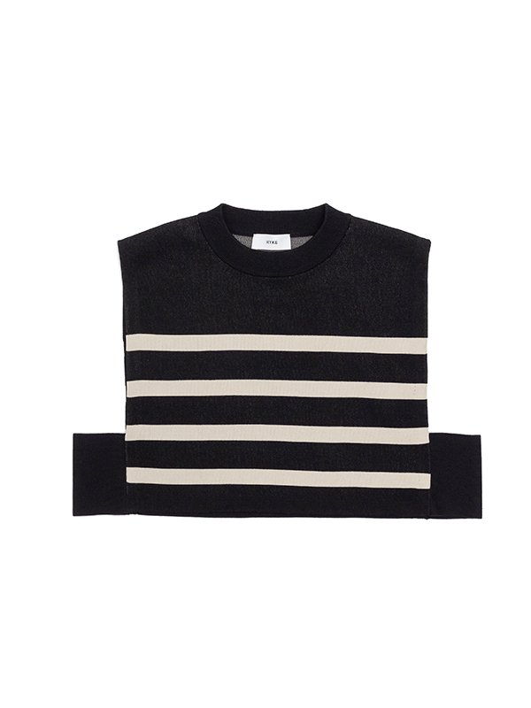 STRIPED SWEATER CROPPED TOP-ストライプセータークロップドトップ 