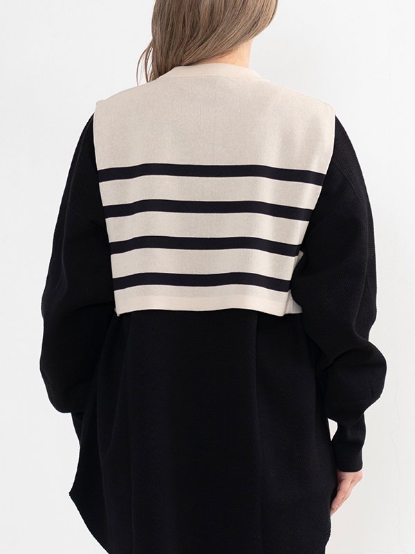 STRIPED SWEATER CROPPED TOP-ストライプセータークロップドトップ