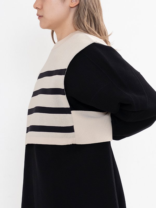 STRIPED SWEATER CROPPED TOP-ストライプセータークロップドトップ 