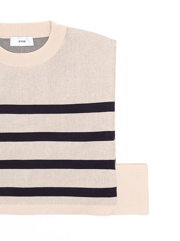 STRIPED SWEATER CROPPED TOP-ストライプセータークロップドトップ