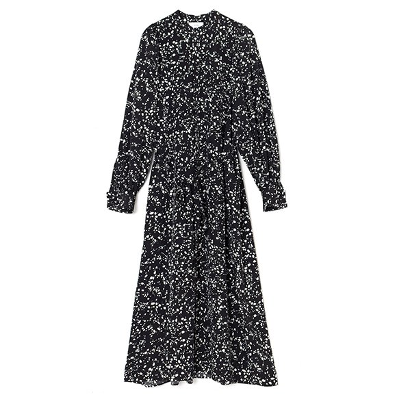 HYKE ハイク PEBBLE PRINTED DRESS BLACK 2