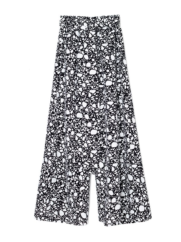 PEBBLE PRINTED WIDE LEG PANTS-ペブルプリントワイドレグパンツ-HYKE