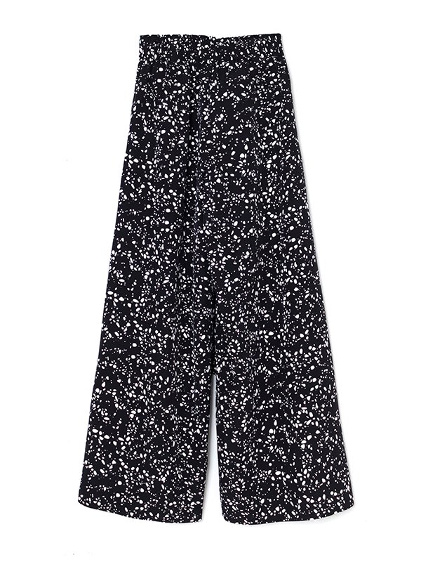 PEBBLE PRINTED WIDE LEG PANTS-ペブルプリントワイドレグパンツ-HYKE