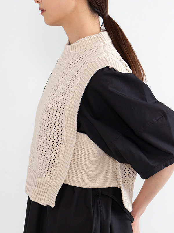 省スペース 洗える おしゃれ HYKE CROCHETED CROPPED SWEATER TOP