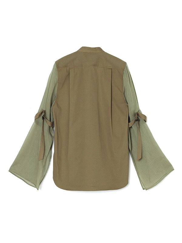 WEATHER MILITARY SHIRT WITH SHEER SLEEVES-ウェザーミリタリーシャツ