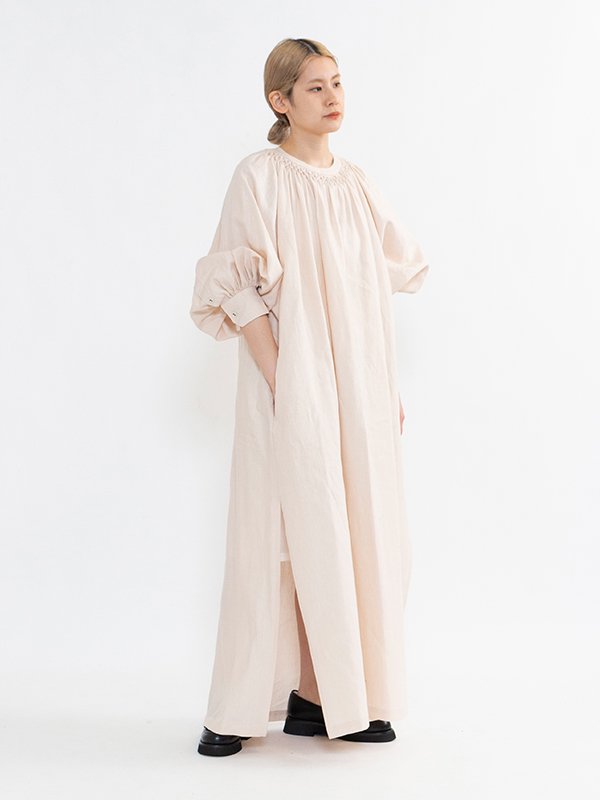 LINEN SMOCKED MAXI DRESS-リネンスモックマキシドレス-HYKE（ハイク