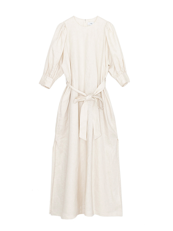 LINEN BALLON SLEEVE MAXI DRESS-リネンバルーンスリーブマキシドレス