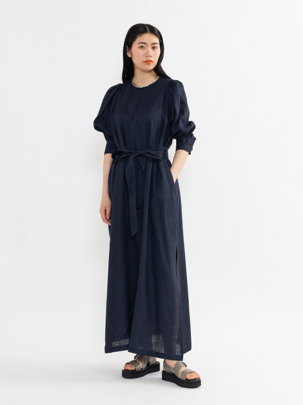 HYKE】LINEN BALLOON SLEEVE MAXI DRESS - ロングワンピース