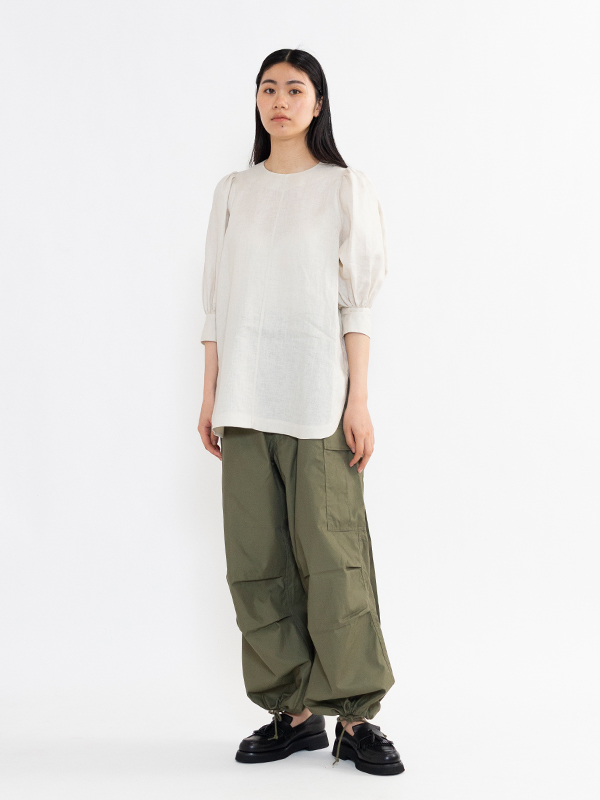 LINEN BALLON SLEEVE BLOUSE-リネンバルーンスリーブブラウス-HYKE