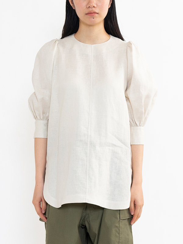 LINEN BALLON SLEEVE BLOUSE-リネンバルーンスリーブブラウス-HYKE