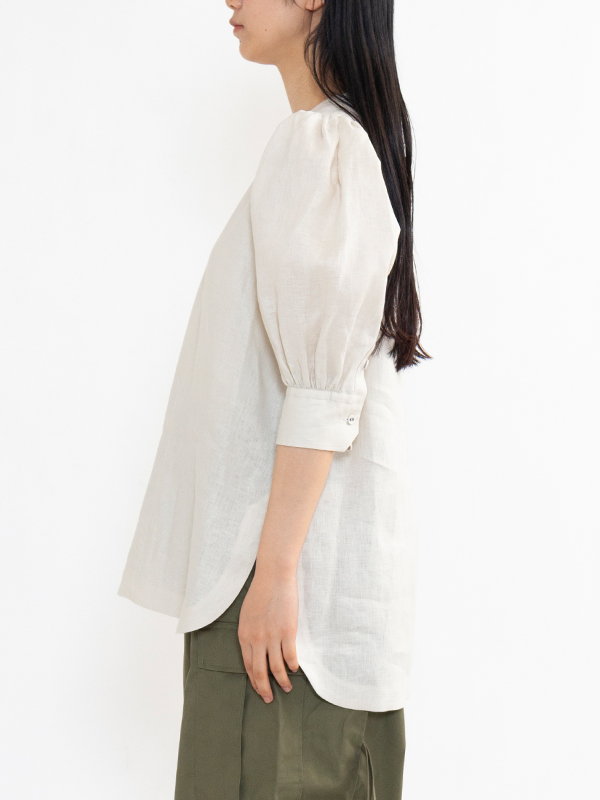 LINEN BALLON SLEEVE BLOUSE-リネンバルーンスリーブブラウス-HYKE