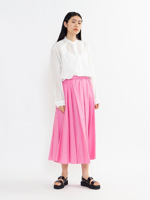 Micro cotton satin gathered skirt-マイクロコットンサテンギャザー