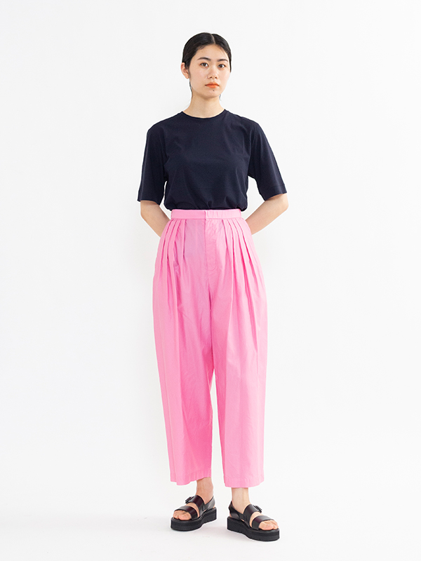 Micro cottonn satin tucked wide pants-マイクロコットンサテンタック