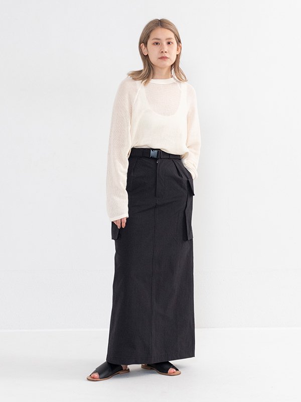 pheeny/Cotton nylon dump military skirtスカート - ロングスカート