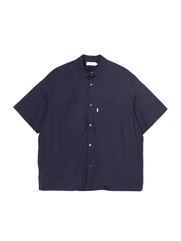 Strech typewriter s/s oversized box shirt-ストレッチタイプライター