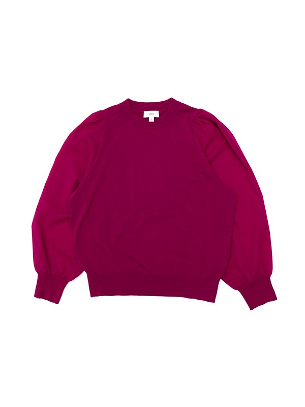 CREW NECK SWEATER WITH SHEER SLEEVES-クルーネックセーターウィズ 