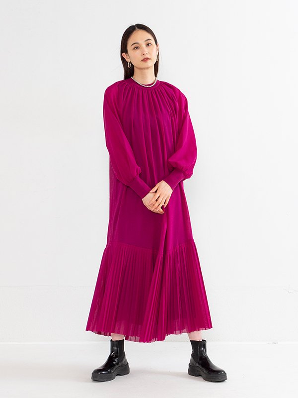 SHIRRED VOILE DRESS-シアーボイルドレス-HYKE（ハイク）通販| st company