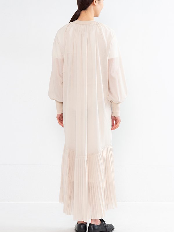 HYKE SHEER SHIRRED DRESS ワンピース シースルー シアー-