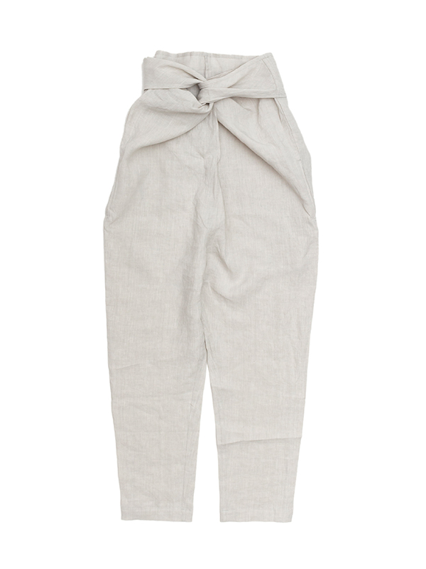 High count linen slim wrapped pants -ハイカウントリネン