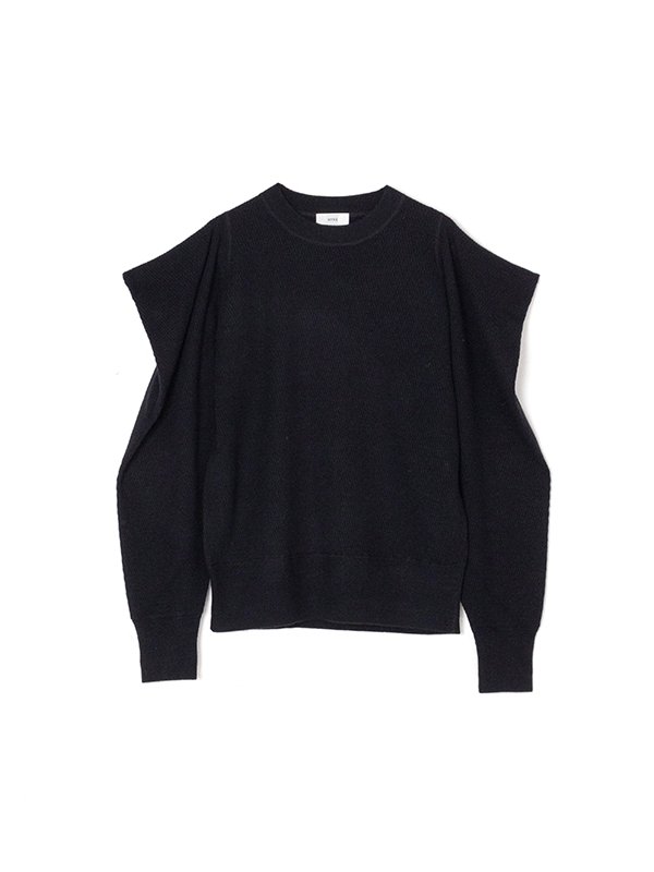 C/C KNIT THERMAL POWER SHOULDER SWEATER-コットンカシミヤニット