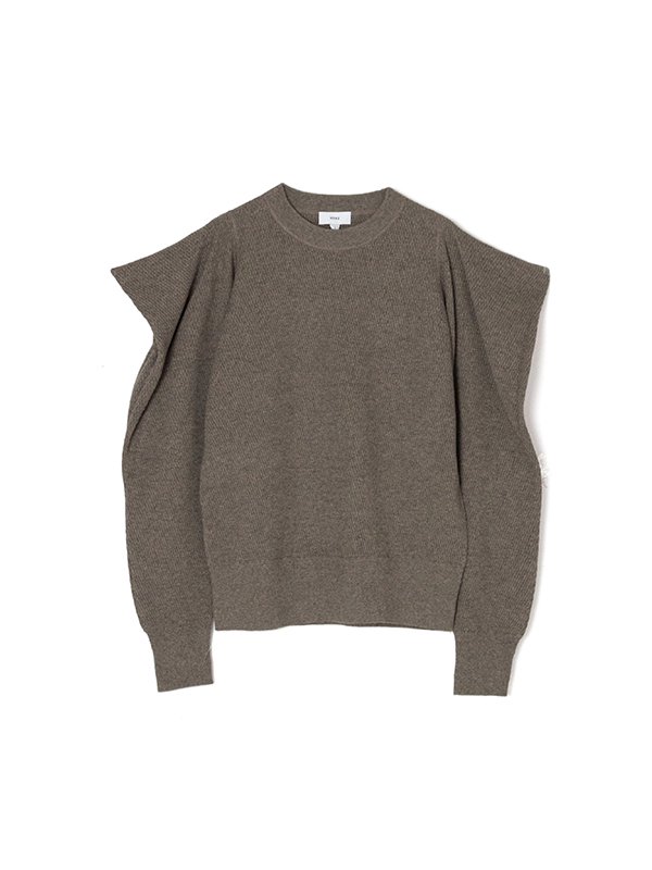 C/C KNIT THERMAL POWER SHOULDER SWEATER-コットンカシミヤニット