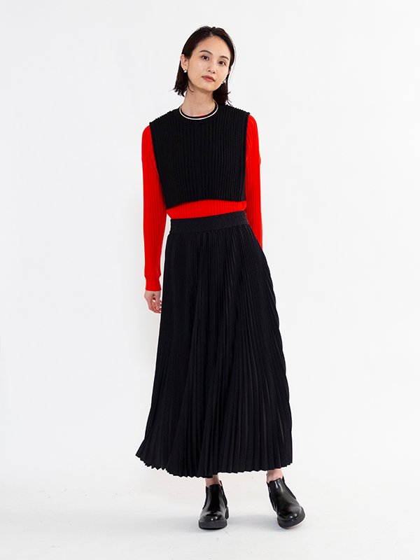 HYKE ハイク ASYMMETORIC PLEATED SKIRT - ひざ丈スカート