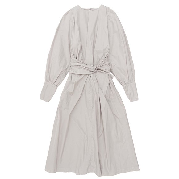 Survin cotton broadcloth geometry sleeve wrapped dress-コットン