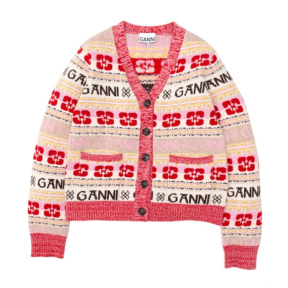 Logo wool mix cardigan-ロゴウールミックスカーディガン-GANNI（ガニー）通販| st company