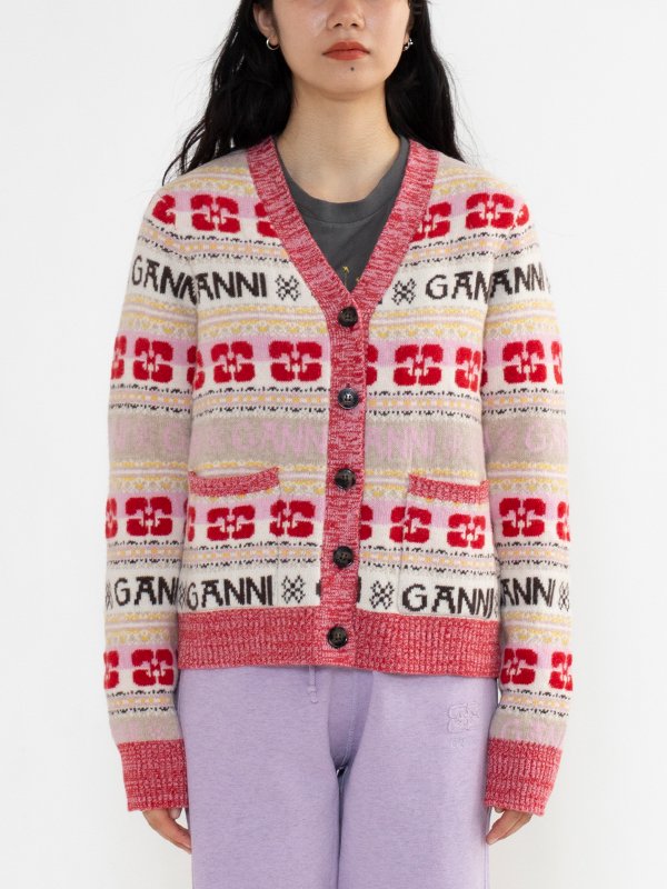 Logo wool mix cardigan-ロゴウールミックスカーディガン-GANNI（ガニー）通販| st company