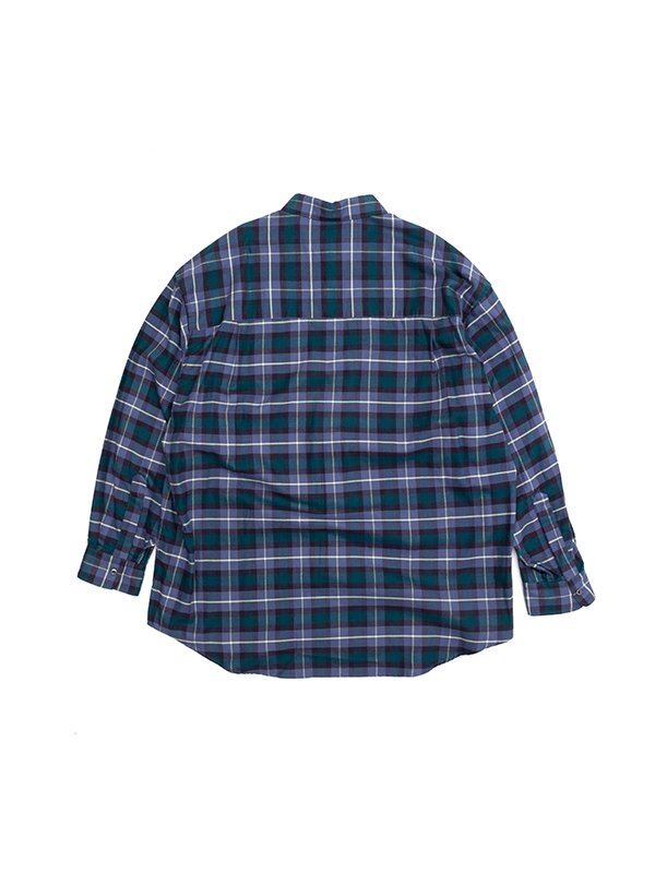 Check Flannel Oversized Regular Collar Shirt-チェックフランネル