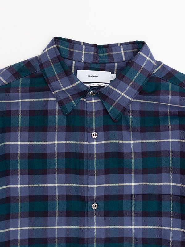 Check Flannel Oversized Regular Collar Shirt-チェックフランネル