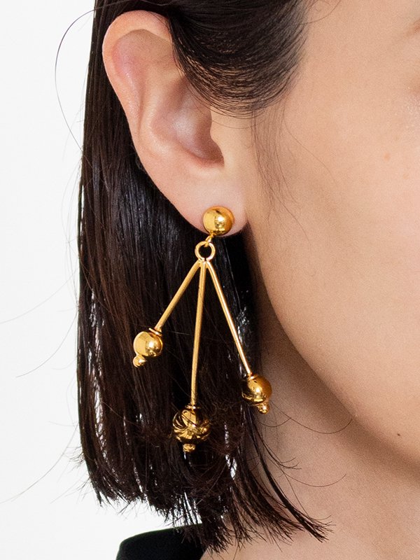 BALL EARRING(GOLD)-ボールイヤリング(ゴールド)-HYKE（ハイク）通販