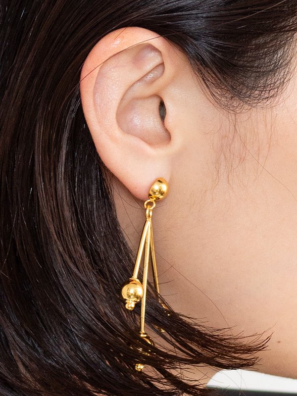 BALL EARRING(GOLD)-ボールイヤリング(ゴールド)-HYKE（ハイク）通販