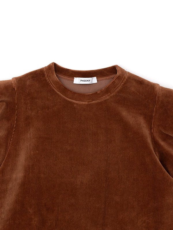 Corduroy like pile tucked sleeve tee-コーデュロイライクパイル